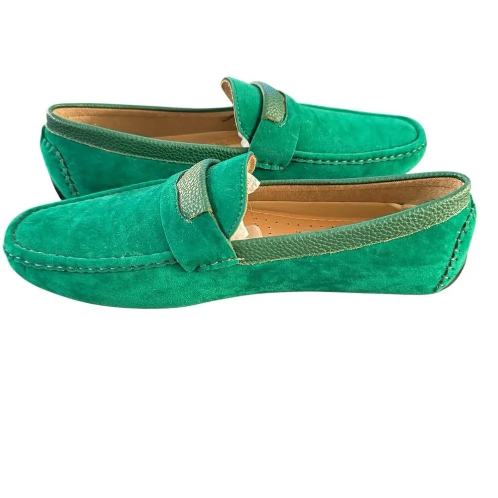 AC Casuals Shoes Green Velvet Loafers Moccasins Men’s Size 9 Shoes New - Picture 2 of 6